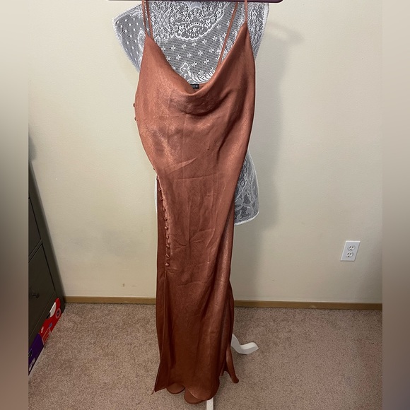 ZARA brown satin maxi dress - Picture 4 of 6